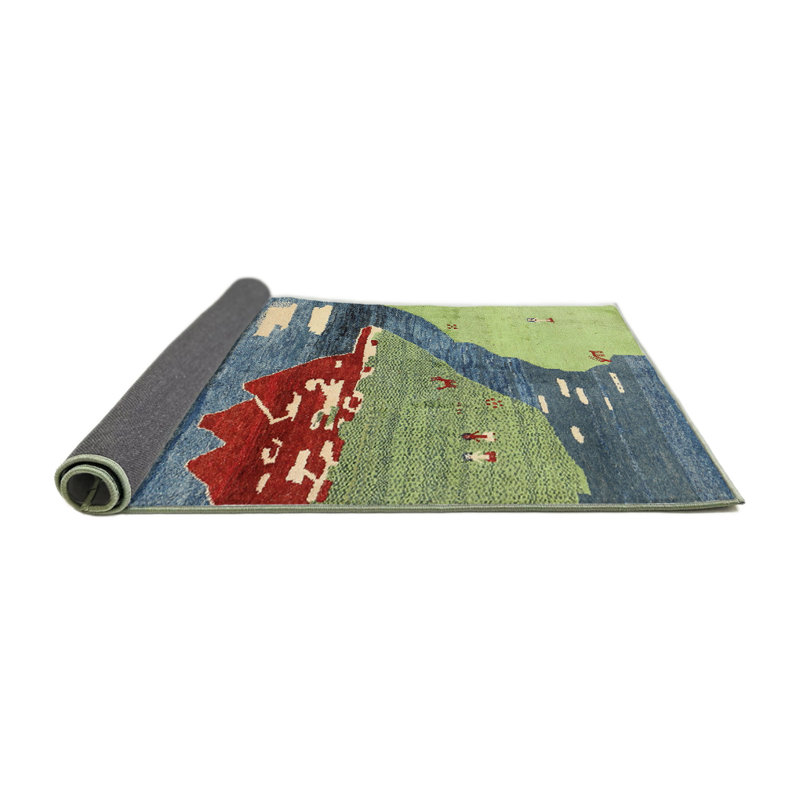 Tapis de zone vert/rouge contemporain Guillotte, Rond 8 pi