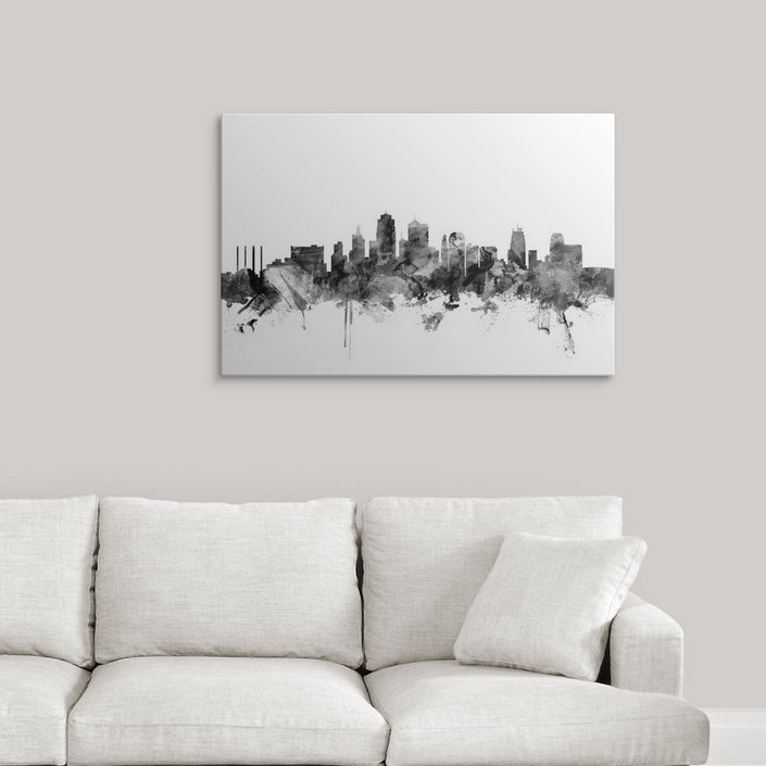 «Kansas City Skyline» par Francy, impression, H 12 po x l 18 po x P 1,5 po, Toile