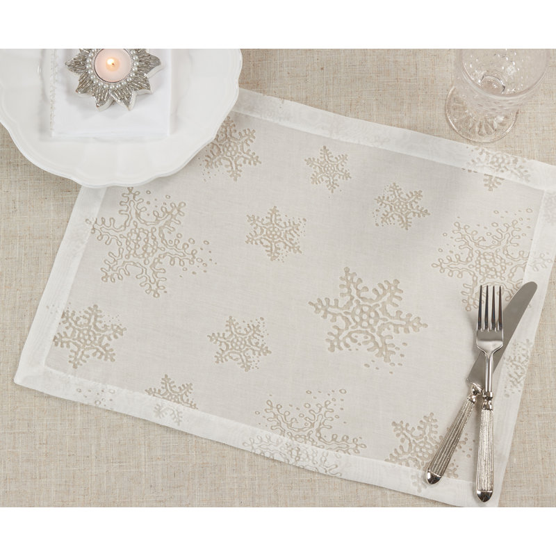 Evening Snowflake Collection Polyester No Pattern Rectangle Placemat
