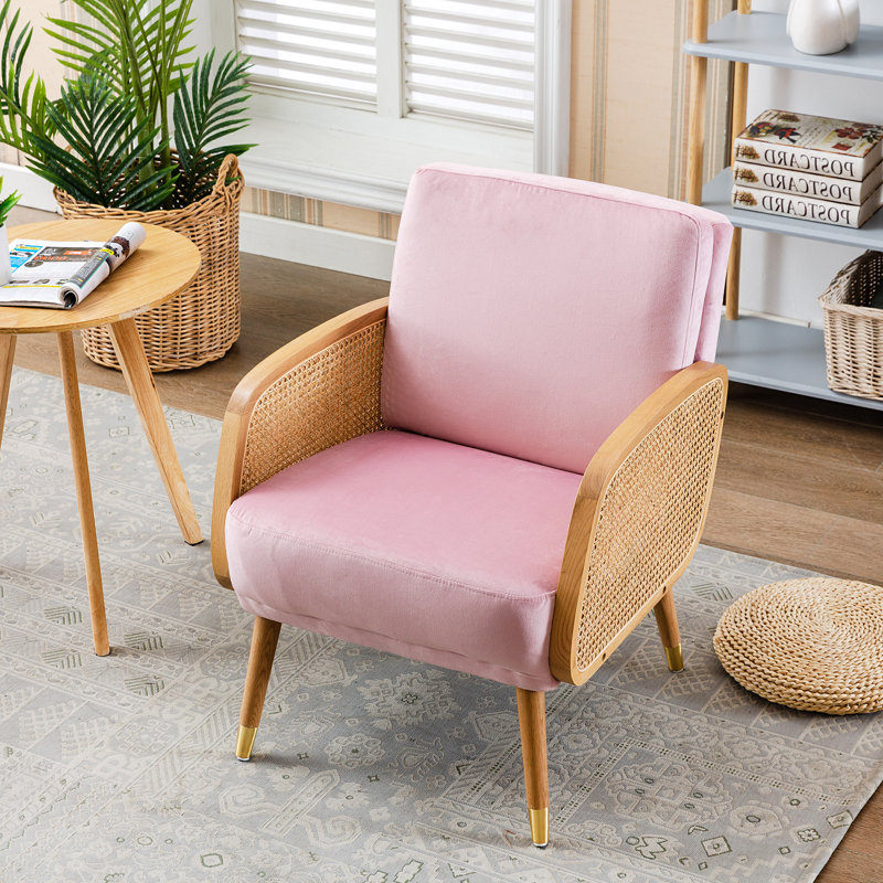 Edgao Velvet Armchair, Pink