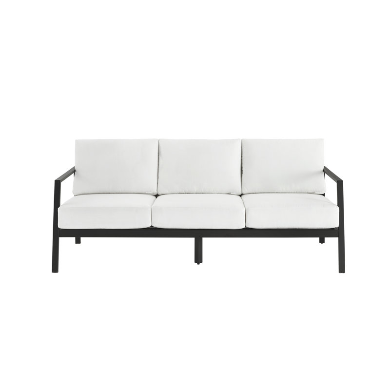 Canapé d'extérieur en aluminium 75 po avec coussins Sunbrella Armando, Sunbrella® blanc, Noir