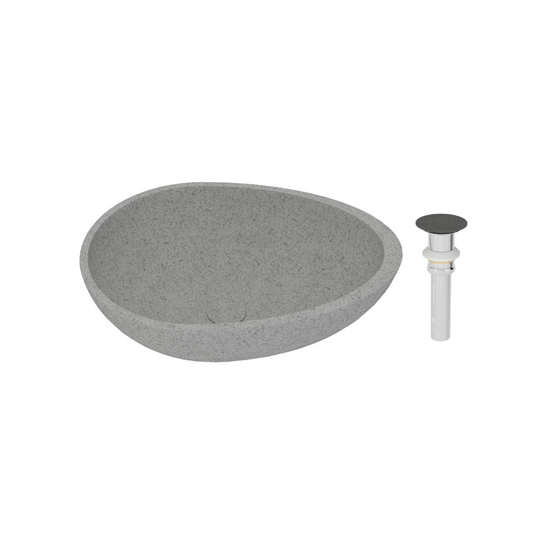 CASAINC Maple 15.35'' Concrete Oval Bathroom Sink, Mottled Bluish Gray