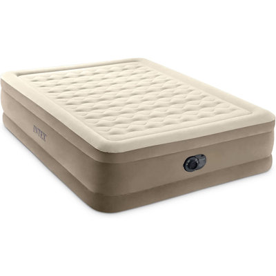 Intex Ultra Plush Fiber Tech Airbed Mattress with Built in Pump