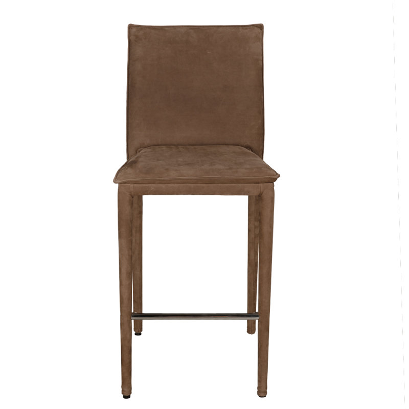 Chaise de comptoir Newton, cuir brun Orris