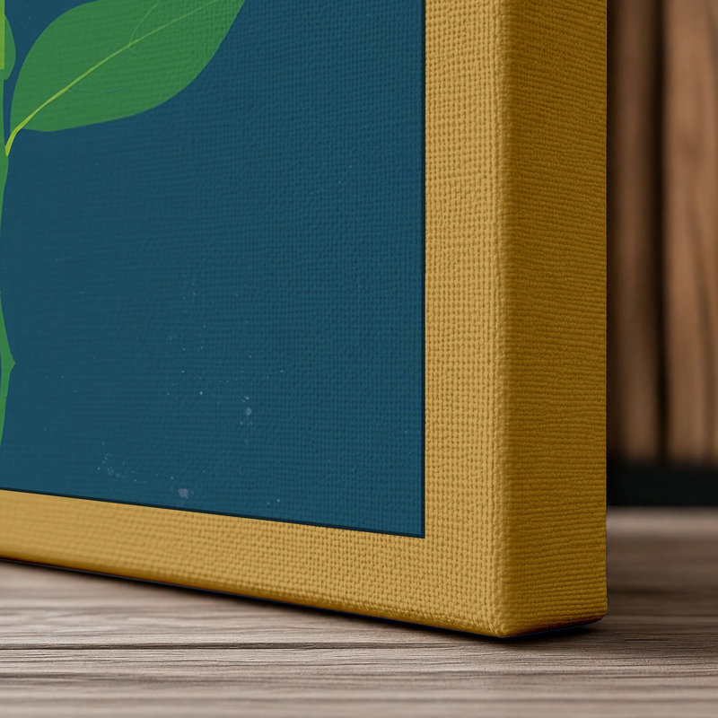 Yellow Bloom Centered Botanical - Wrapped Canvas, 24x16 - 61.0 x 40.6 cm, Ochre Border