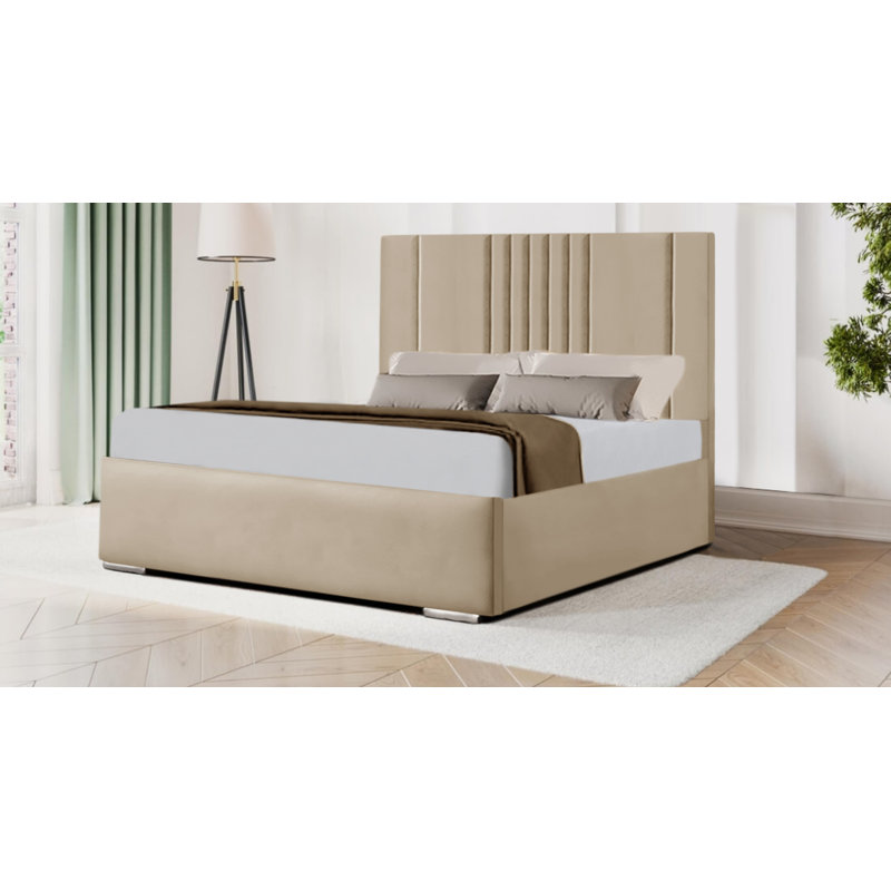 Aishia Upholstered Bed, Small Double (4'), Mink