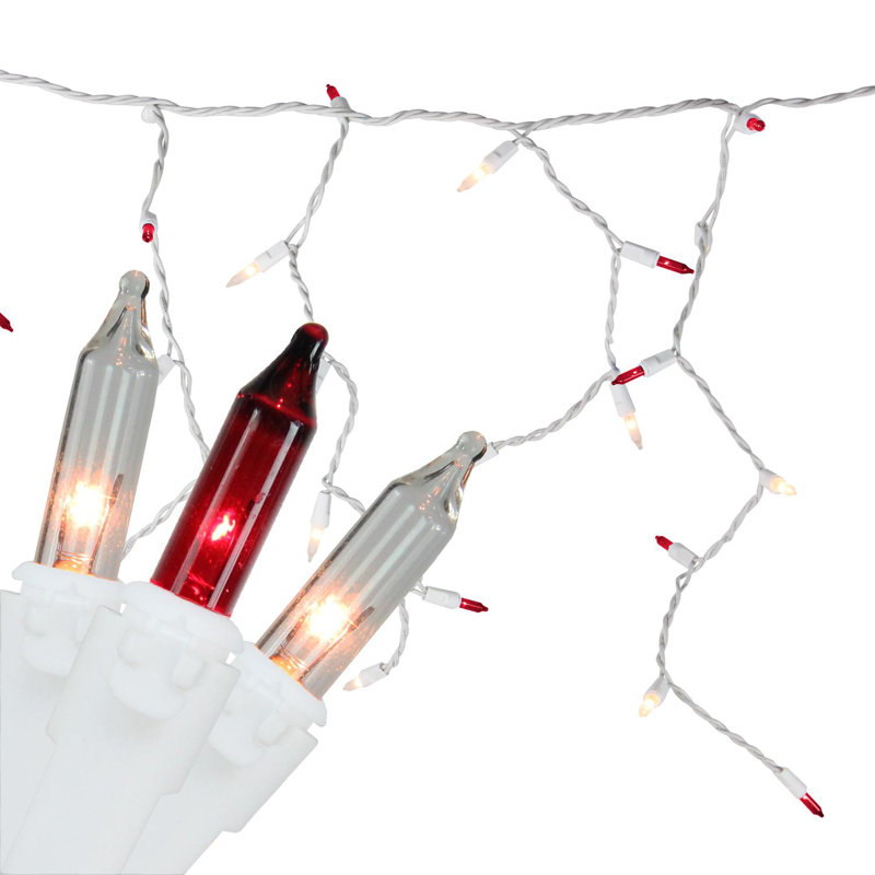 Guirlande de 150 mini glaçons de Noël, Rouge / transparent