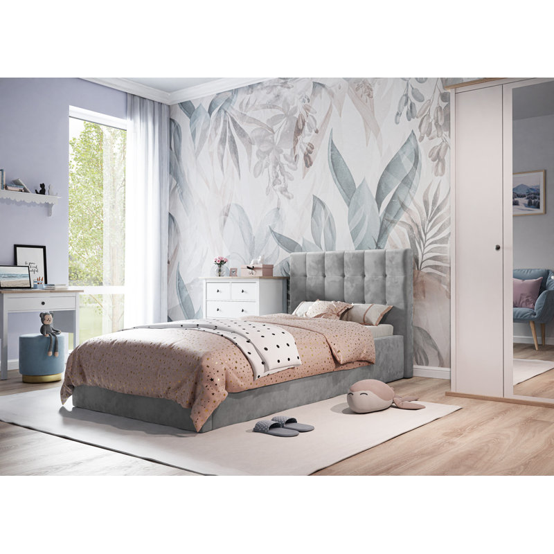 Lili Upholstered Bed, Grey