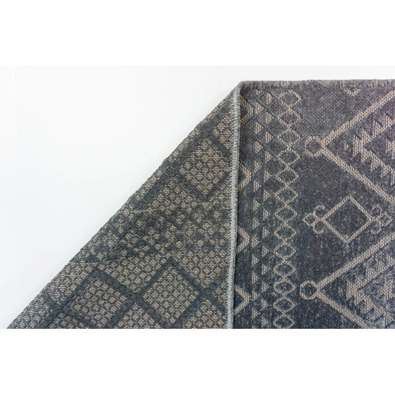 Tapis kilim Thetford Anthracite, Rectangle 4 pi x 6 pi 7 po