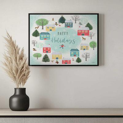 «Happy Holiday Christmas Village» par Elizabeth Tyndall, reproduction d'art