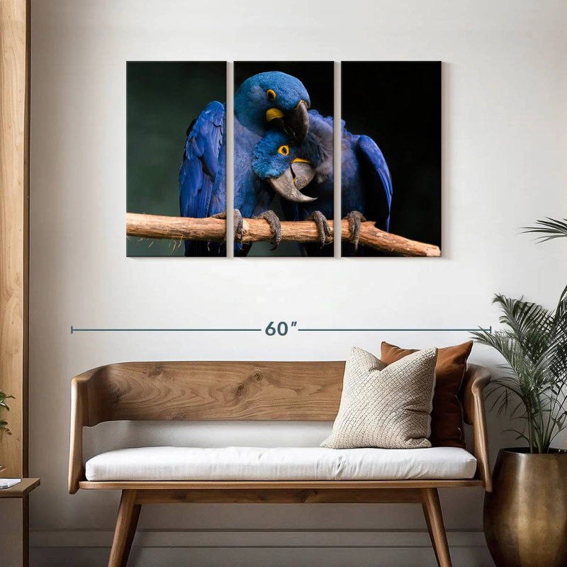 Brampt Hyacinth Blue Macaws, 28" H x 45" W