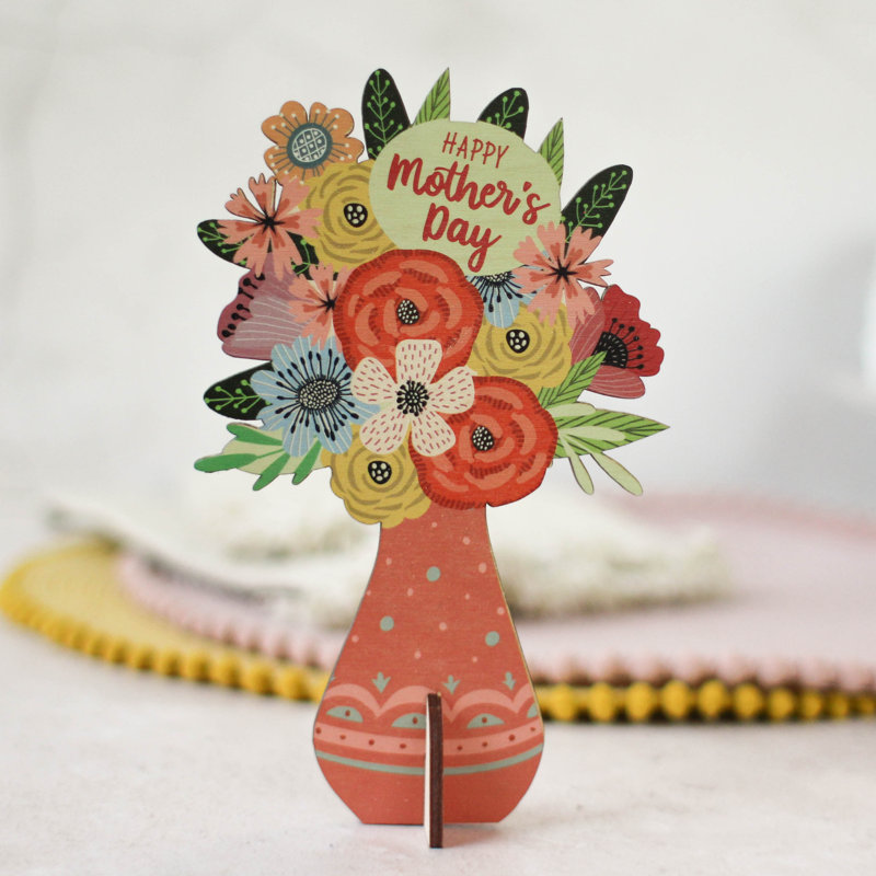 Jimmylee Wooden Mother's Day Card, Flower Bouquet