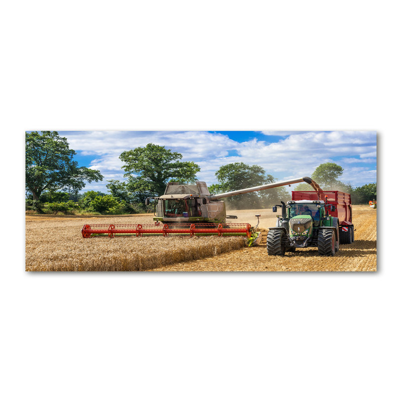 Combine And Tractor - No Frame Print, Canvas, 50cm H x 125cm W x 2cm D
