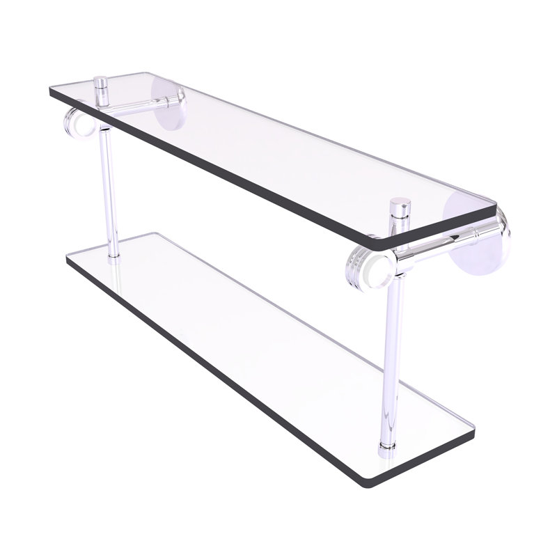 Tablette murale double verre Margolis, Chrome poli