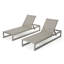Ensemble de 2 chaises longues d'extérieur avec cadre réglable en aluminium et filet de polyester enduit de PVC gris