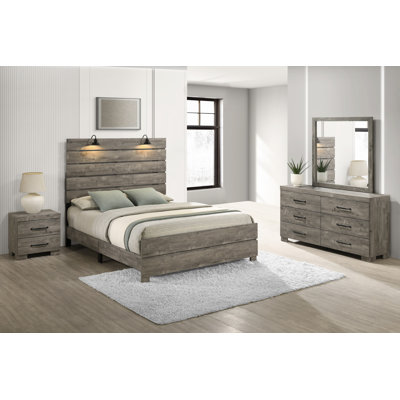 Dixon Antique Gray Panel Bedroom Set With Headlamps by Ophelia & Co.