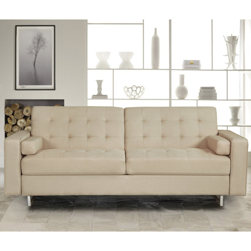Vickey 87.8'' Upholstered Sleeper, Beige