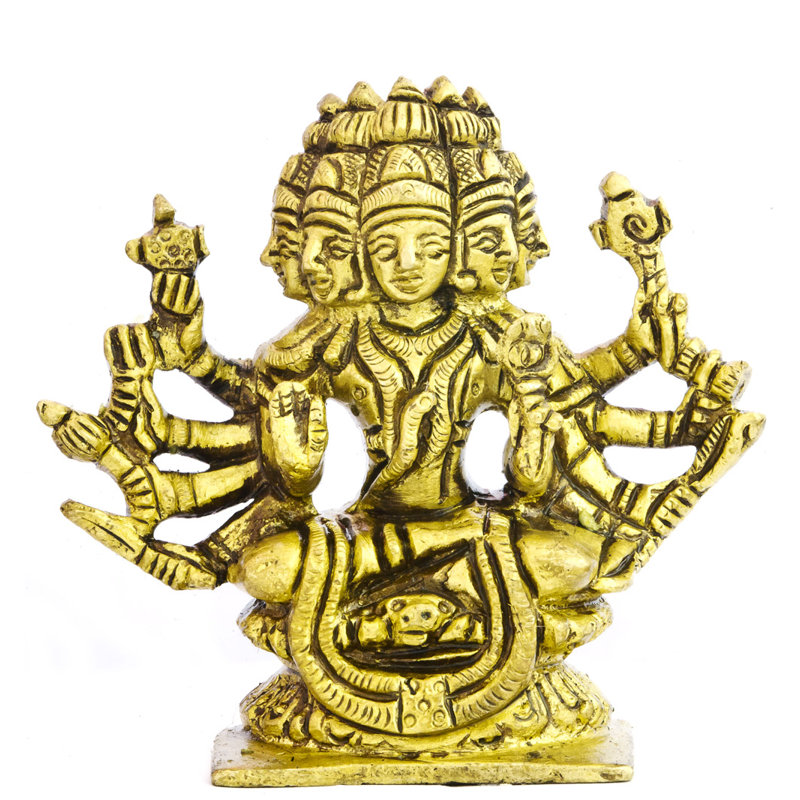 Statue en laiton Sadashiva de 2 pouces - Figurine fabriquée à la main Shiva à cinq faces pour autel, salle de méditation et collection de décorations spirituelles