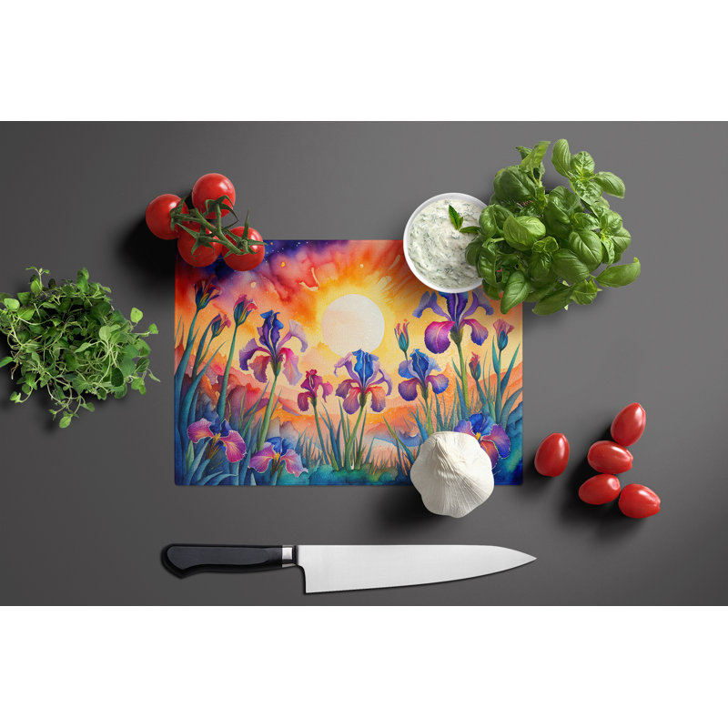 Iris in Color Glass Cutting Board Large