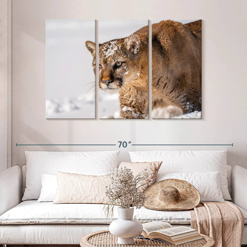 Brampt Lion Hunting In Winter, 32" H x 50" W