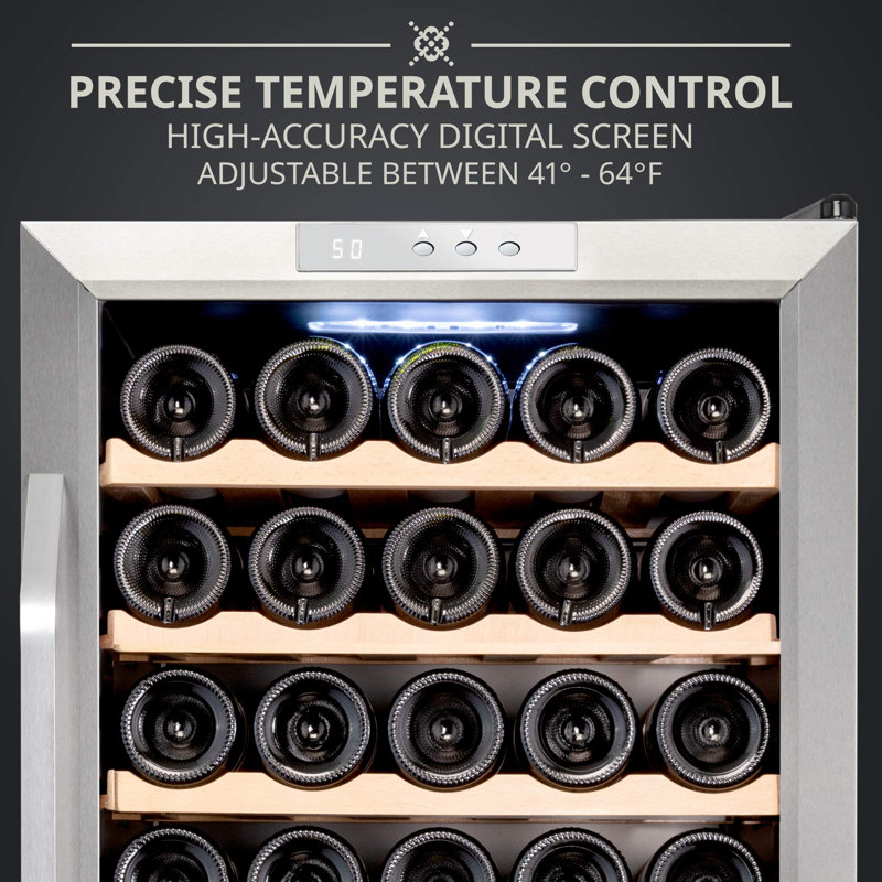 Ivation 34 Bottle Compressor Wine Refrigerator, Freestanding Wine Cooler with Lock, Stainless Steel
