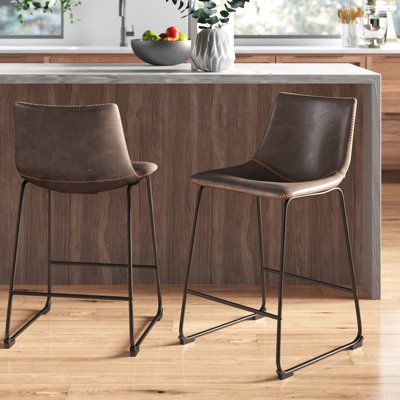 Winding Upholstered Counter Stool with Metal Frame