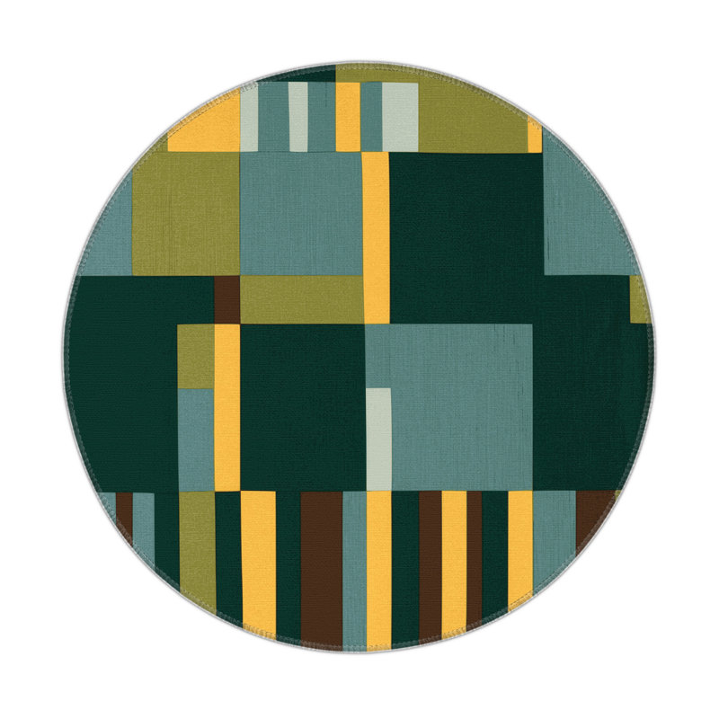 Pixelated Patches Indoor And Outdoor Area Rug, Round 5'