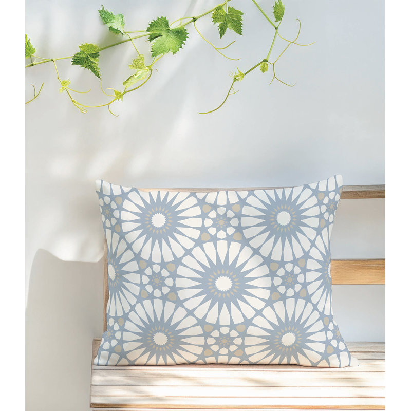 Coussin lombaire d'extérieur à motif géométrique Sylvia, Bleu denim