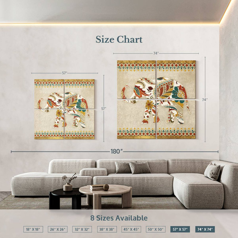 Brampt Boho Elephant II, 74" H x 74" W