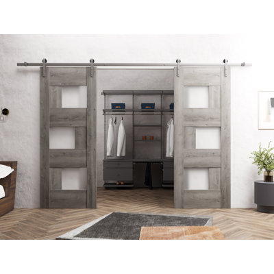 Portes de grange en bois givré Sete