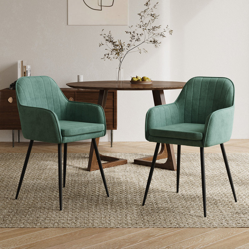 43.5cm H Velvet Upholstered Upholstered Back Armchair, Green