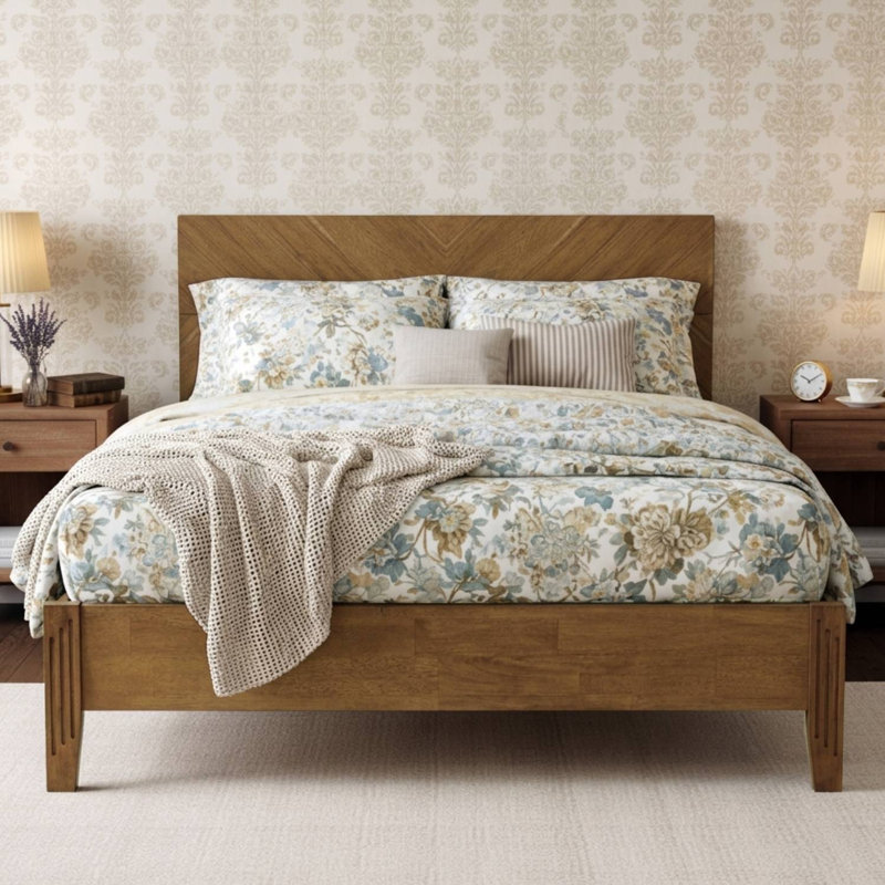 Lit plateforme en bois massif avec assemblage rapide sans outil, grand lit