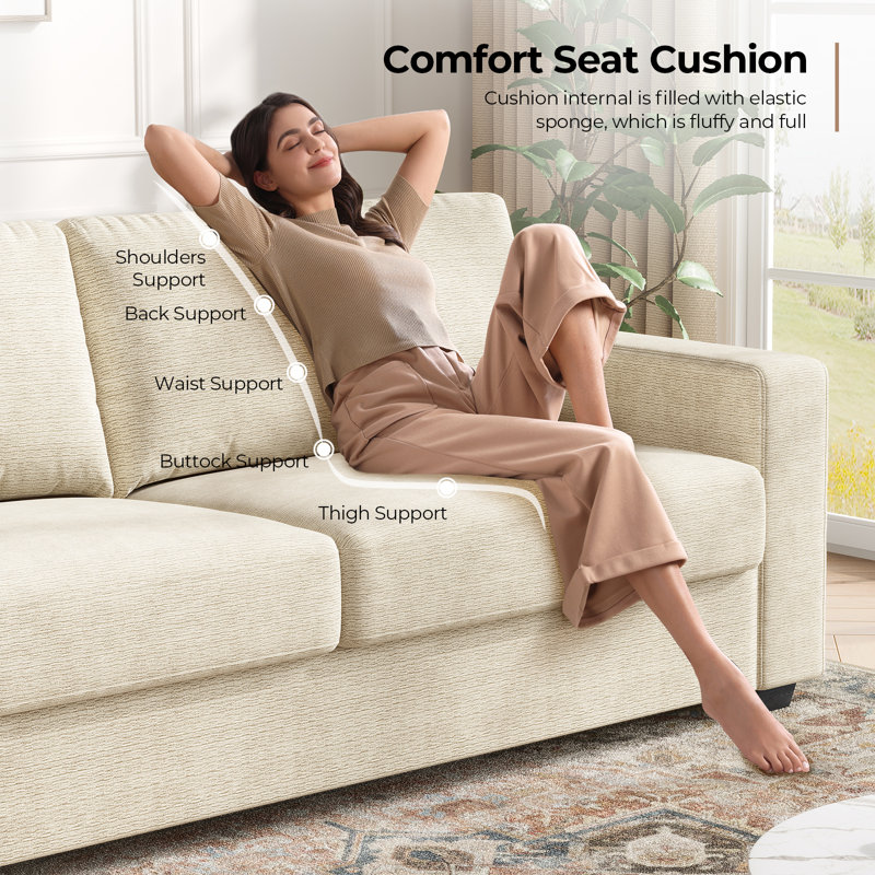 87” Chenille Fabric 2-seater Sofa, Comfy Deep Seat Sofa, Modern Large Loveseat Couch With Wide Armrest& Pillows, Wood Frame Home Sofa Couch For Living Room Apartment