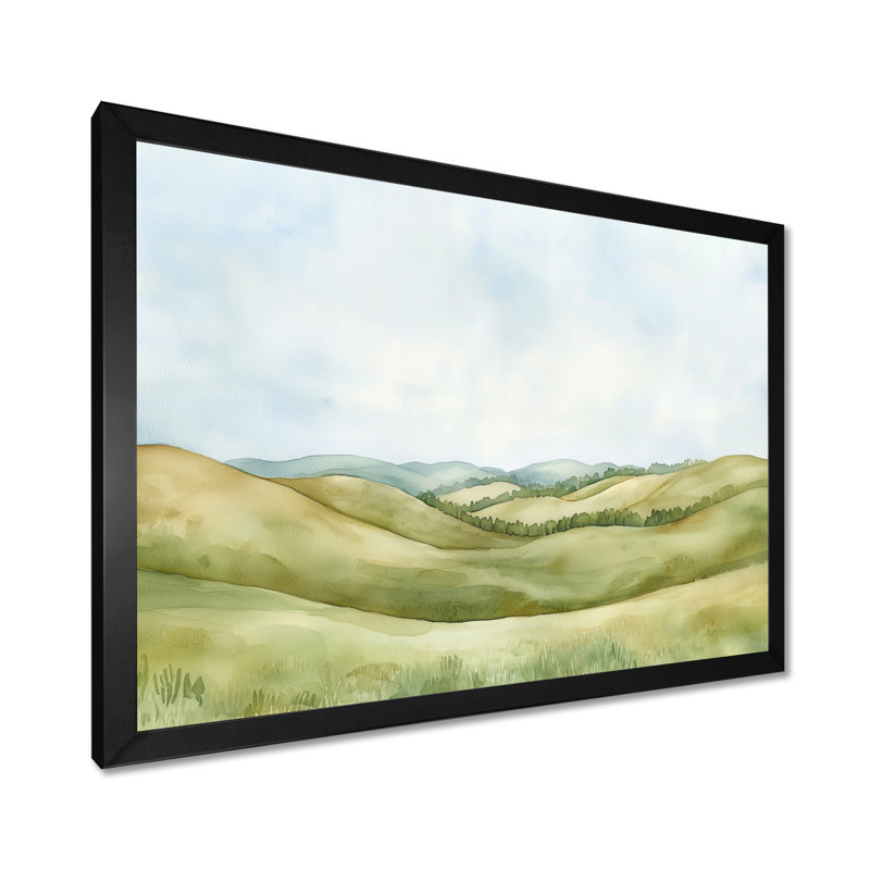 «Rolling Hills In The Prairies I», reproduction d'art des prairies, Reproduction encadrée d'une seule photo sans pass, Noir
