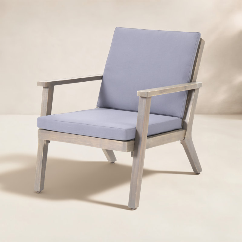 Channing Wood Outdoor Lounge Chair, Gray, Dark Gray