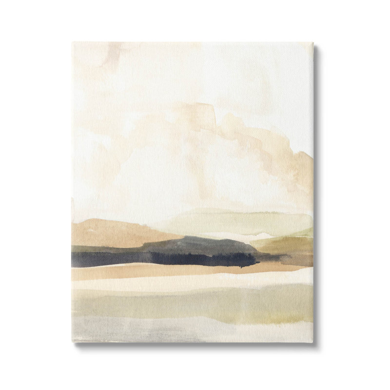 Abstract Beige and Green Landscape Canvas Wall Art, 16 x 20 inches