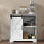 Buffet de porte de grange coulissante de 32 po de largeur avec tablettes réglables, armoire à café Farmhouse - chêne-1729216452