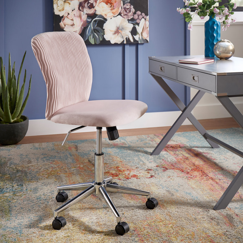 Chaise de travail en velours Swarey Wave Glenview, Rose