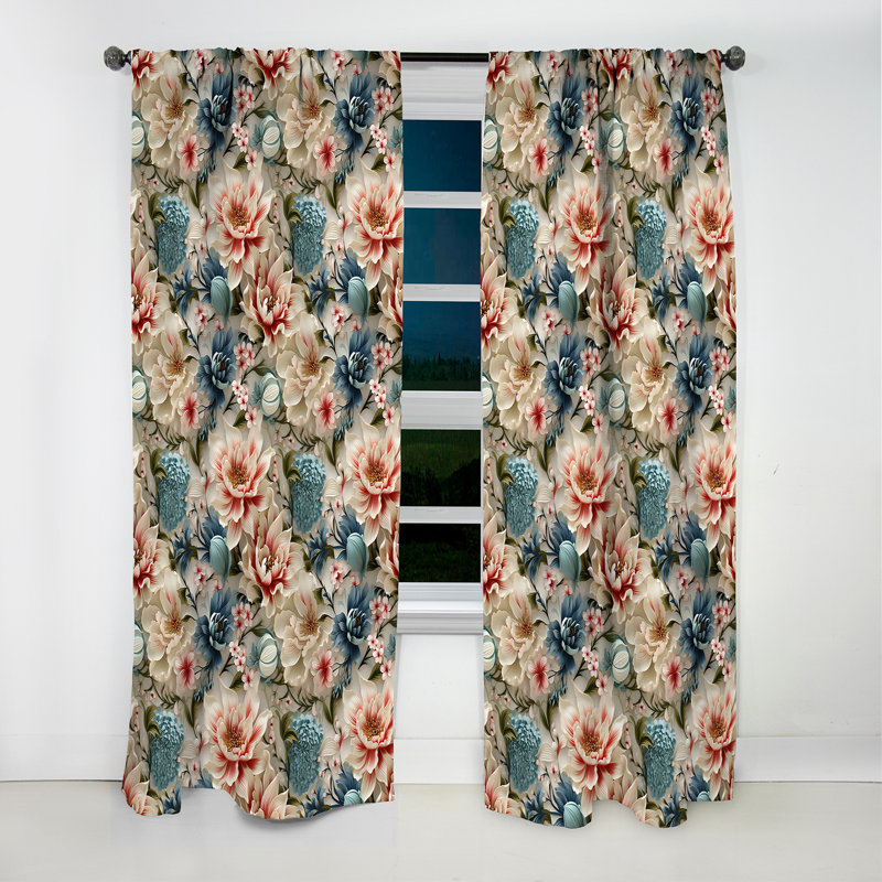 Pink And White Paisley Garden Dream I - Damask Curtain - Blackout Damask Curtain - 1 Panels, 52" W x 108" L