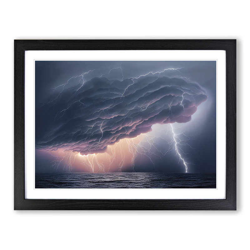 Seductive Thunderstorm - Single Picture Frame Print, 25cm H x 34cm W x 2cm D, Black