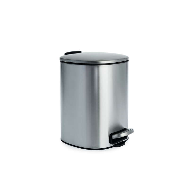 Blue Canyon Santorini Lid Pedal Bi, Modern and Stylish Trash Can, 5L Bin For Kitchen, Bathroom, Bedroom, Office, Anti-Fingerprint Outer Finish, Stainless Steel Bin, Square Waste Bin, Platinum