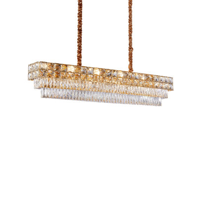 Soleil 16-Light Rectangular Crystal Chandelier - Gold