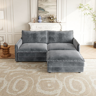 Corduroy 2 With , L-shaped Sectional For Living Room, High Quality, Comfortable Cushions Couch Sectional, Solid Wood Frame, Sponge Fill