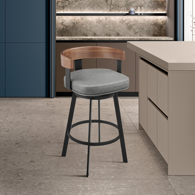 Tabouret de bar Ahlem, Gris / Brun, Tabouret de comptoir (siège d'une hauteur de 26 p