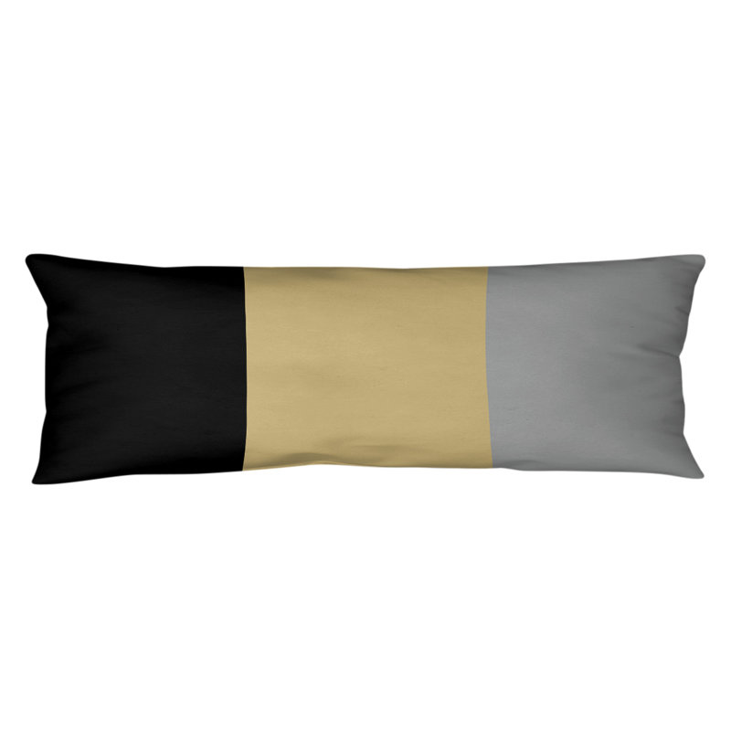 Abel Polyester Medium Pillow, Black/Gold/Gray