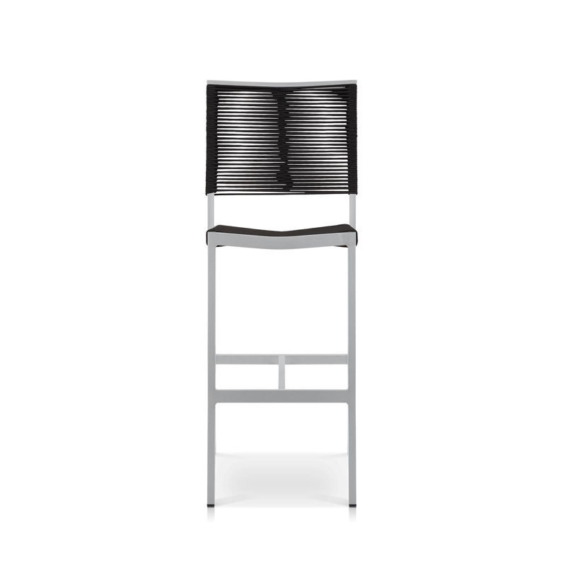 Fiji Outdoor Bar Stool, Kessler Silver, Black