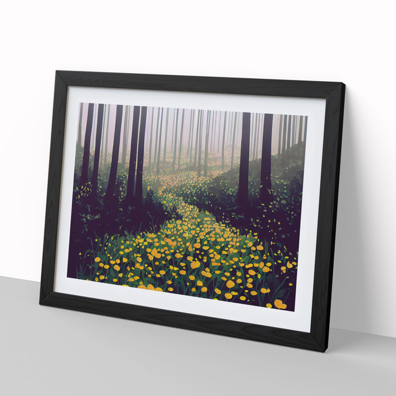 XH1022-6901X Phenomenal Spring Forest - Single Picture Frame Print, Black, 46cm H x 64cm W x 2cm D