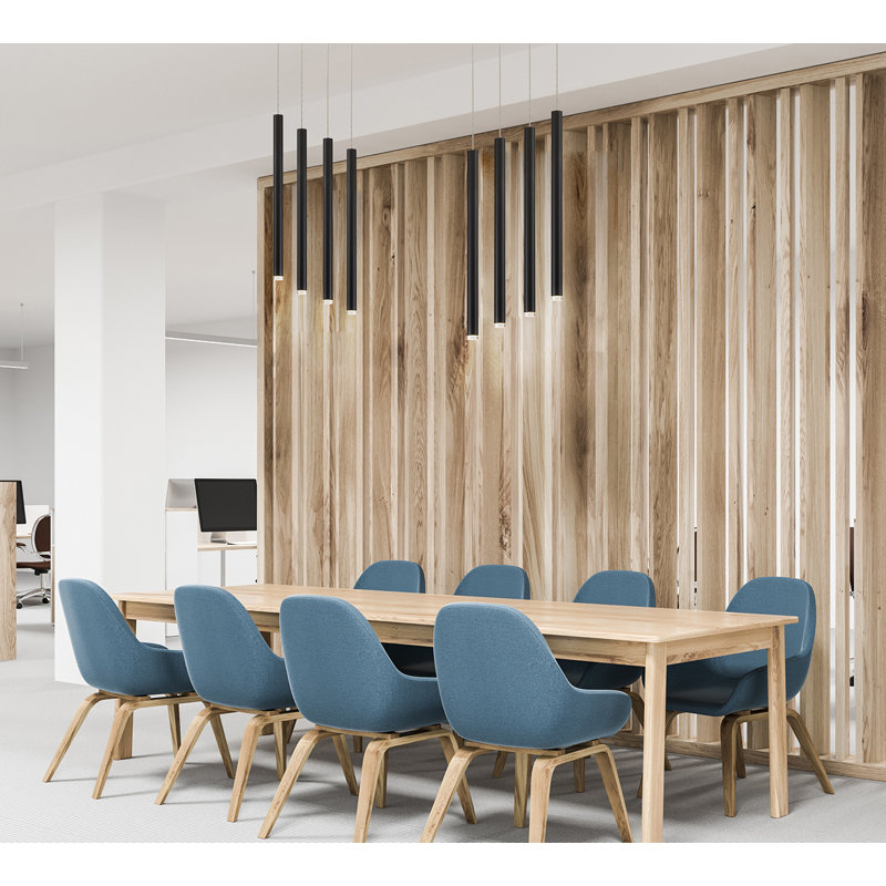 Luminaire suspendu cylindrique à 1 lumière DEL Navada, Noir, Moyen (H 24 po x l 1 po x P 1 po)