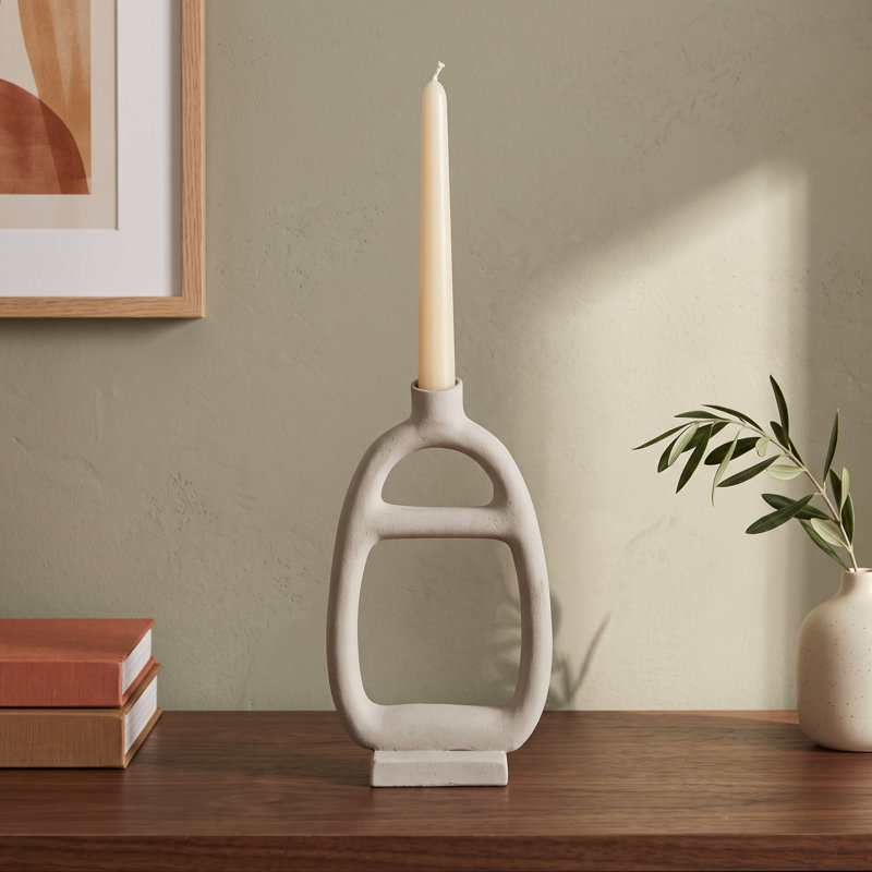 Aluminium Candleholder 8.75"H, Off White