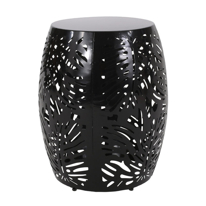 Patio Table Outdoor Metal End Table - Large, Black